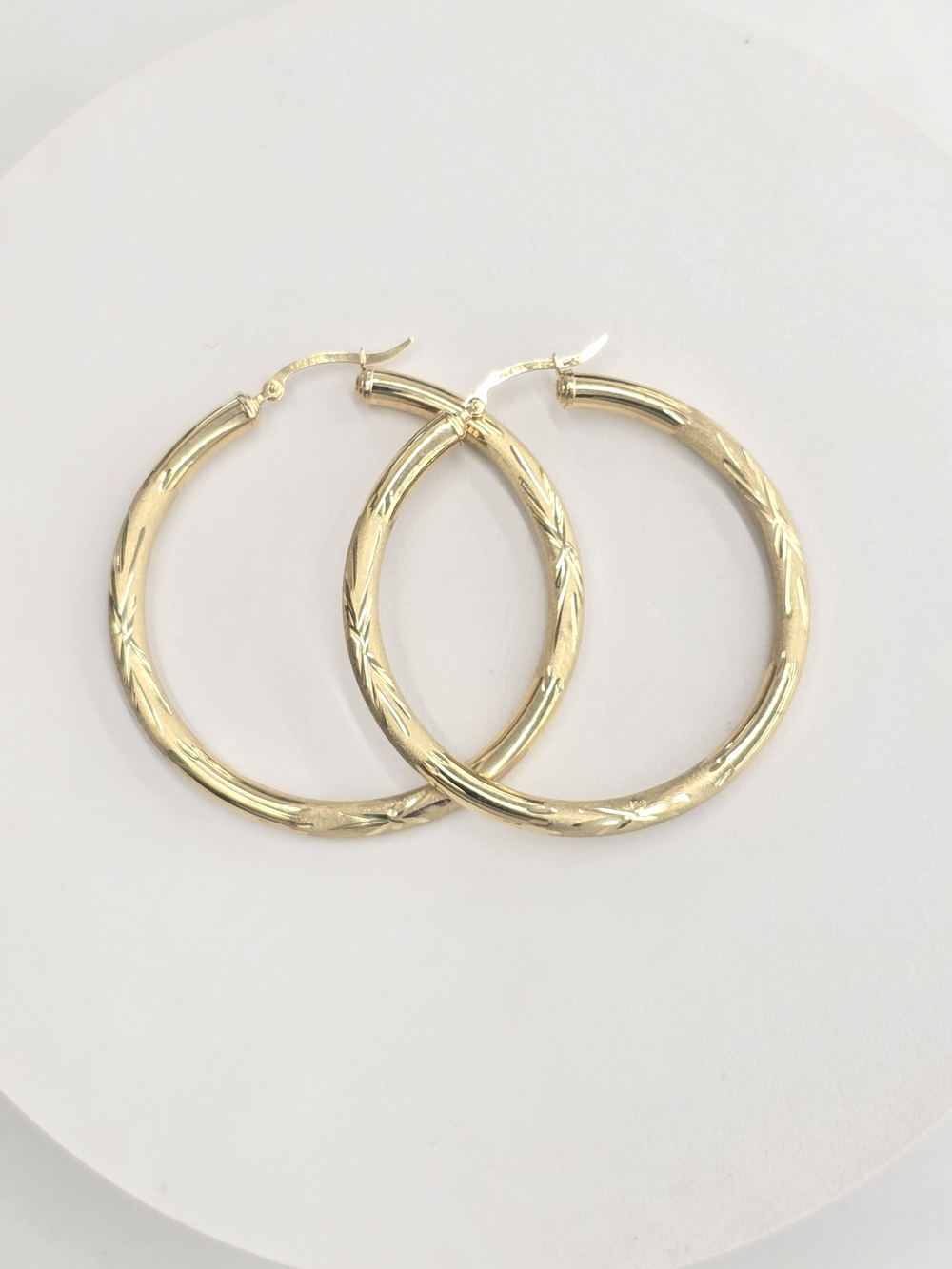 10kt Real Gold Textured Hoop Earrings for Women